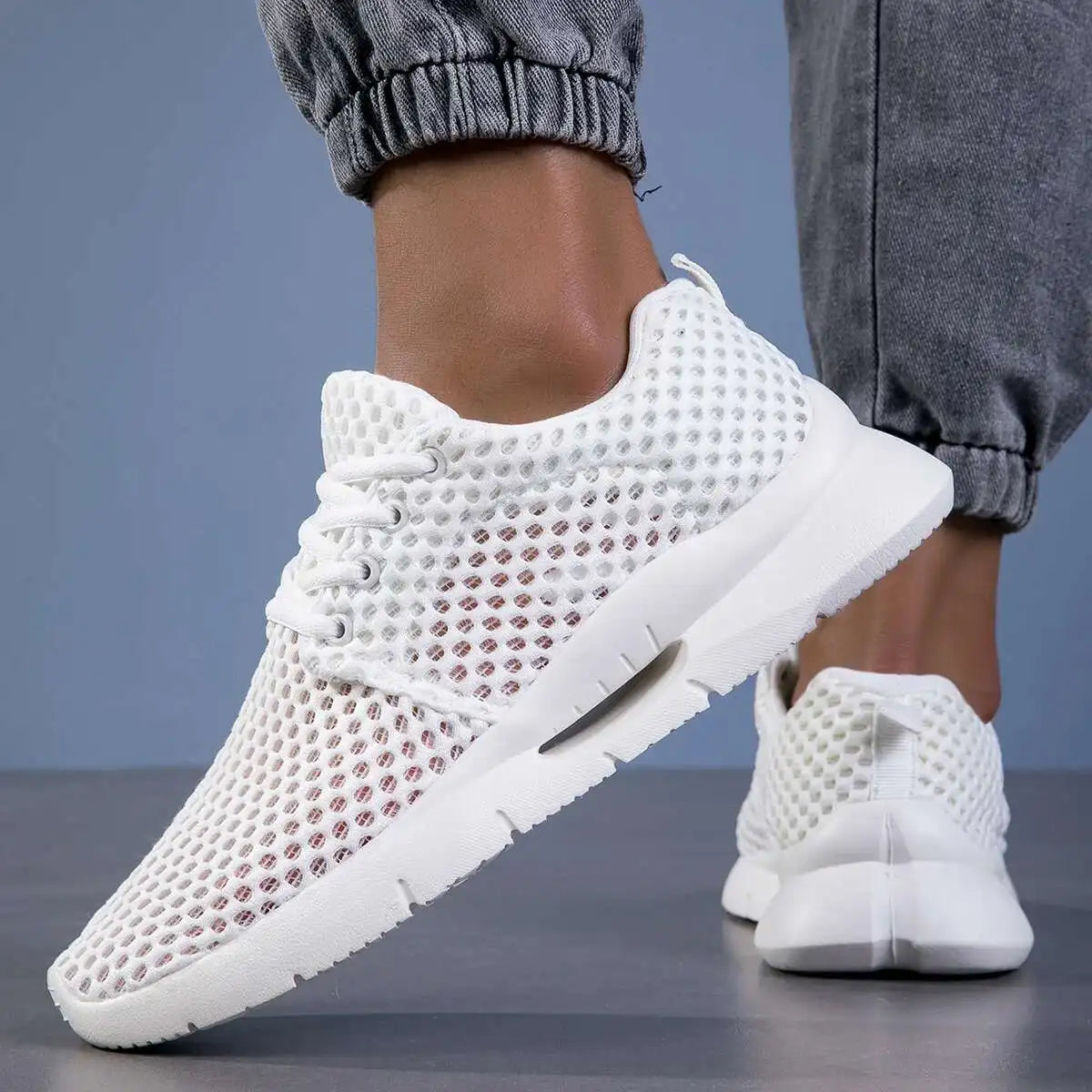 Men's White Mesh Breathable Casual Shoes for Summer Hiking
