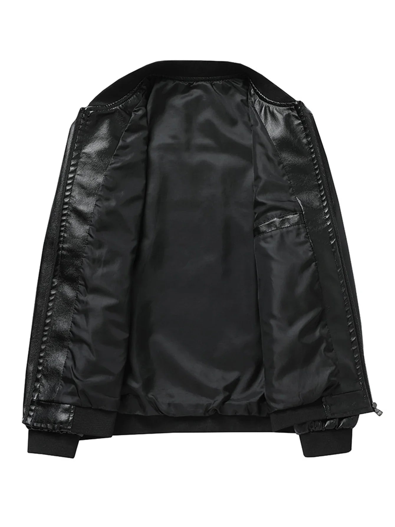 Men's Bomber Jacket Casual Long Sleeve Zip-Up Collar with Pockets Outerwear