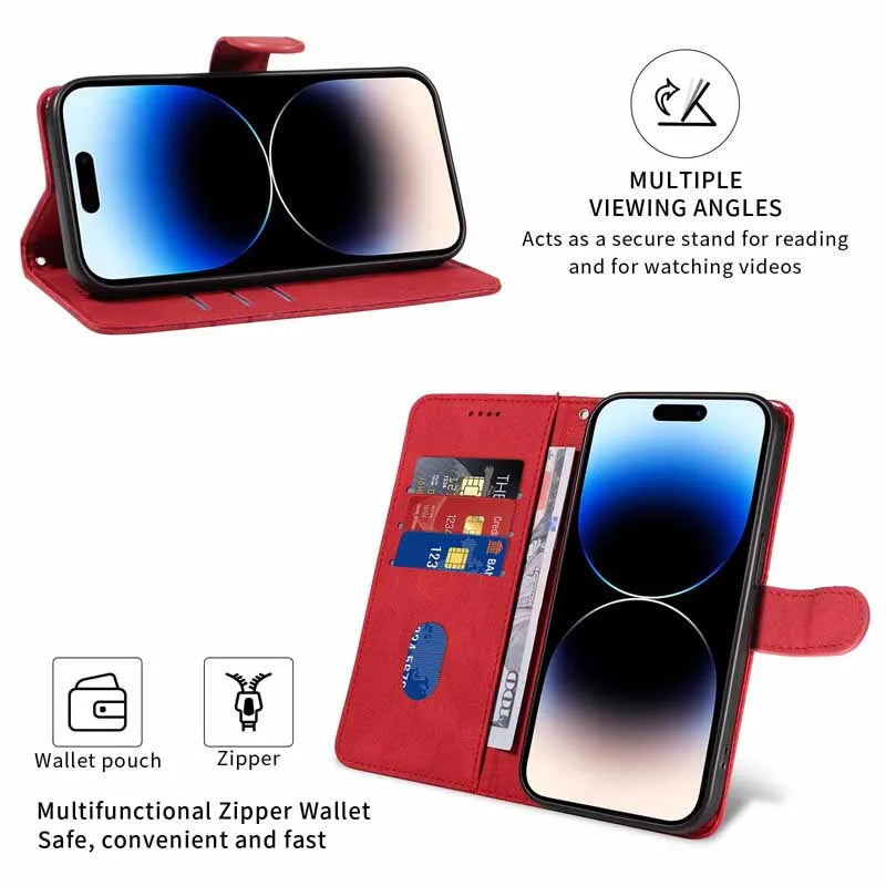 Tsimak Leather Case For Motorola Moto G13 Flip Wallet Phone Cover