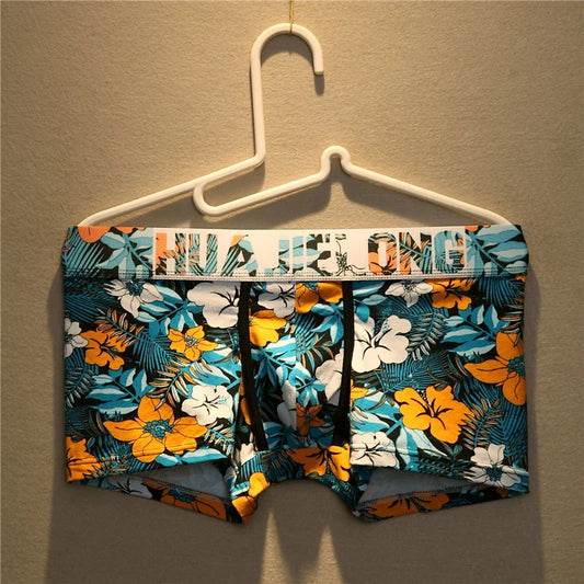 Floral Print Cotton Boxer Shorts for Men XXXL