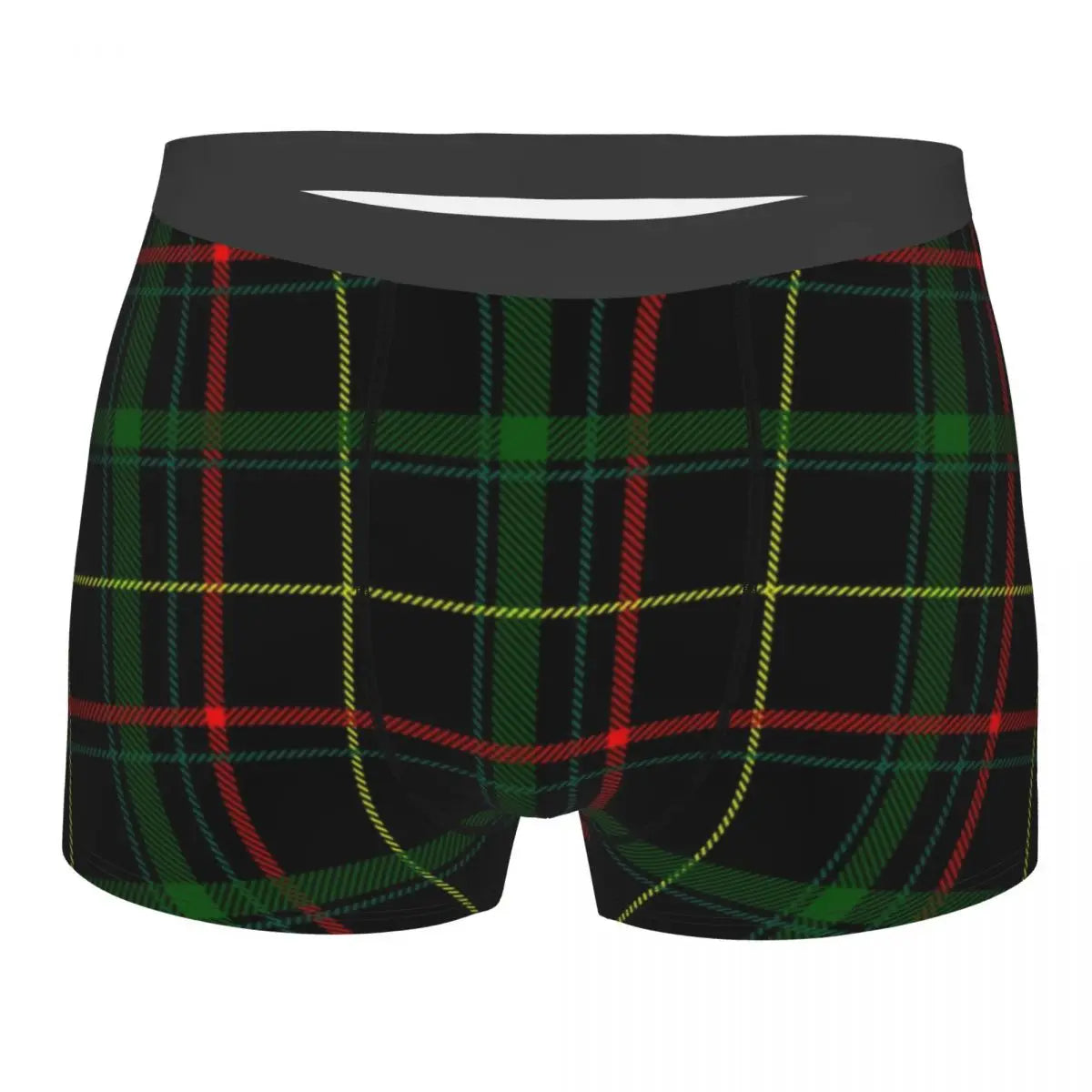 Black Watch Tartan Boxer Shorts for Men in Lycra and Polyester