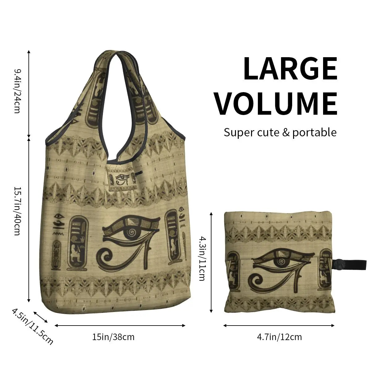 Egyptian Eye Of Horus Grocery Shopping Bags Custom Shopper Tote Shoulder Bag Portable Ancient Egypt Hieroglyphics Handbag