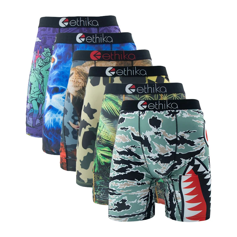 ETHIKA 6Pcs Men Boxers Breathable Swimming Underpants