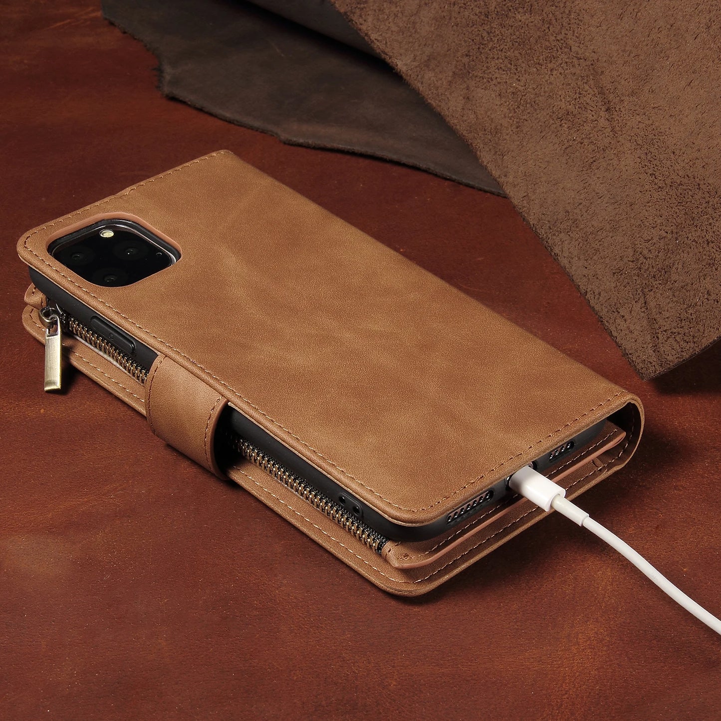 Premium Leather Wallet Case For iPhone 16 15 14 13 12 11 17 Pro Max Plus Magnetic Flip Cover
