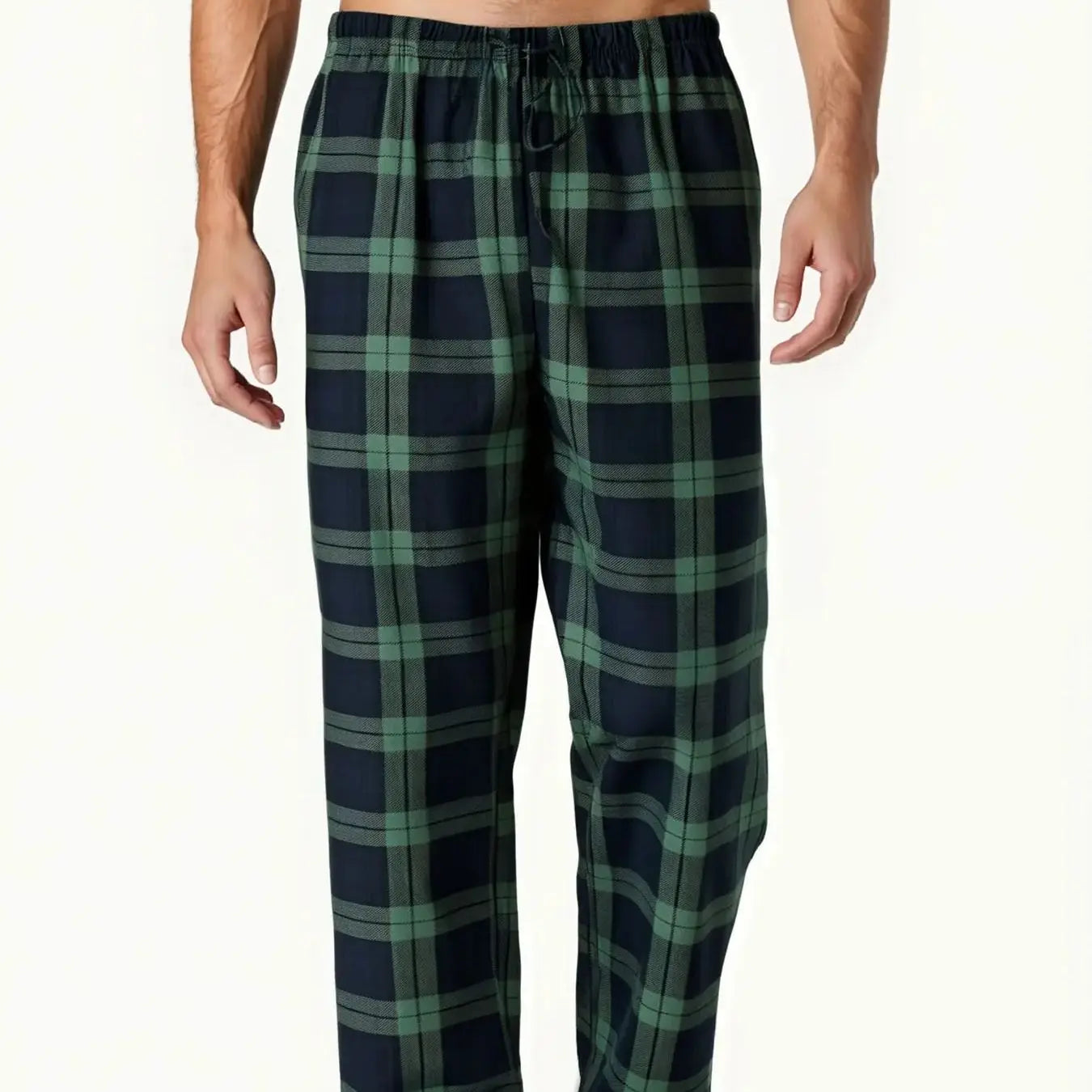 Men's Lightweight Soft Plaid Pajama Pants with Pockets Four Seasons Lounge Sleepwear M-XL Comfortable Sleep Pants