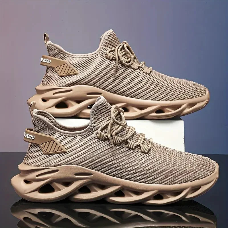 Men's Fashion Versatile Comfortable Lace-Up Sports Casual Shoes, Mesh Shoes, All-Season Versatile Braided Sole Trendy Shoes, Spo
