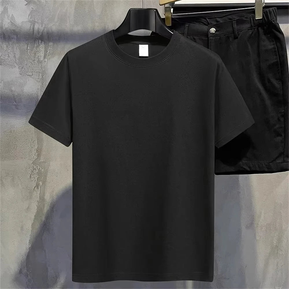 Summer Men T Shirt Cotton Tops Women Solid Color Blank Tshirts O-neck Round Collar Short-Sleeve Couple White Top Tees Clothing