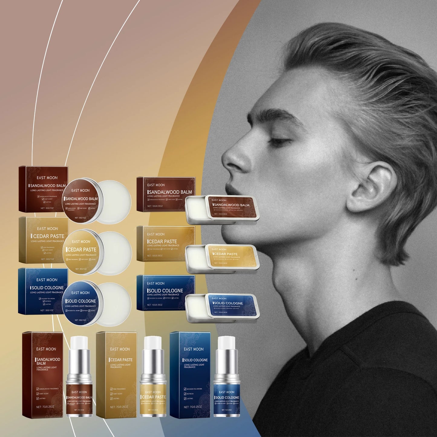 Men Sandalwood Balm Portable Body Fragrance Solid Balm
