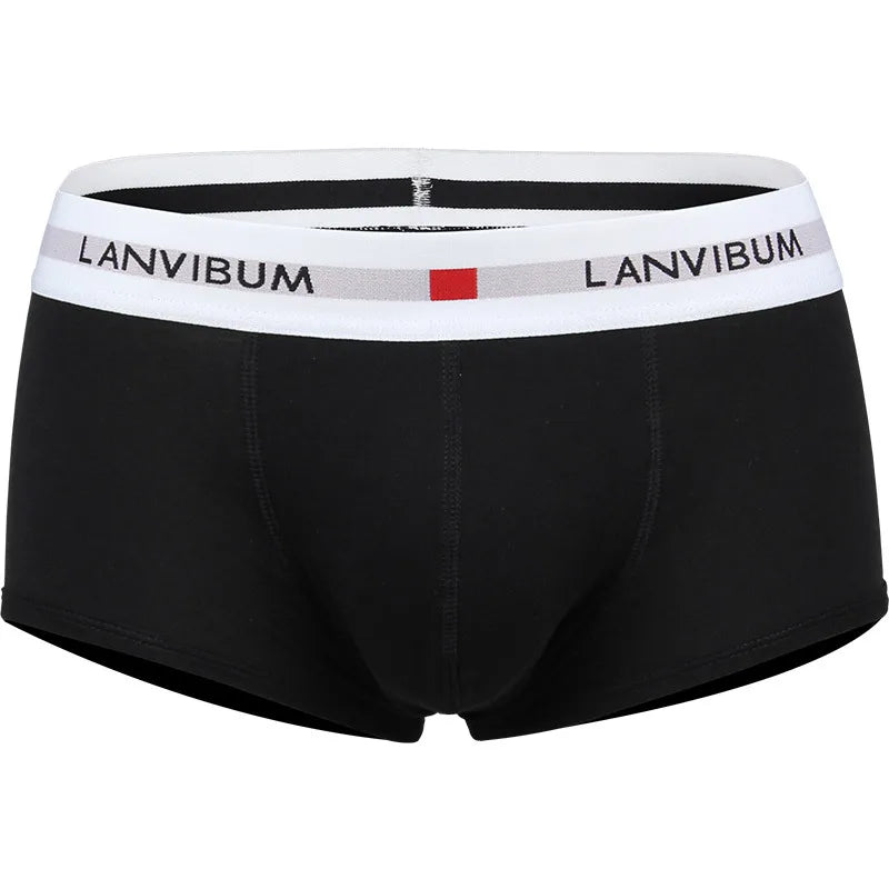 Men's Cotton Boxer Shorts with Convex Pouch in Solid Colors