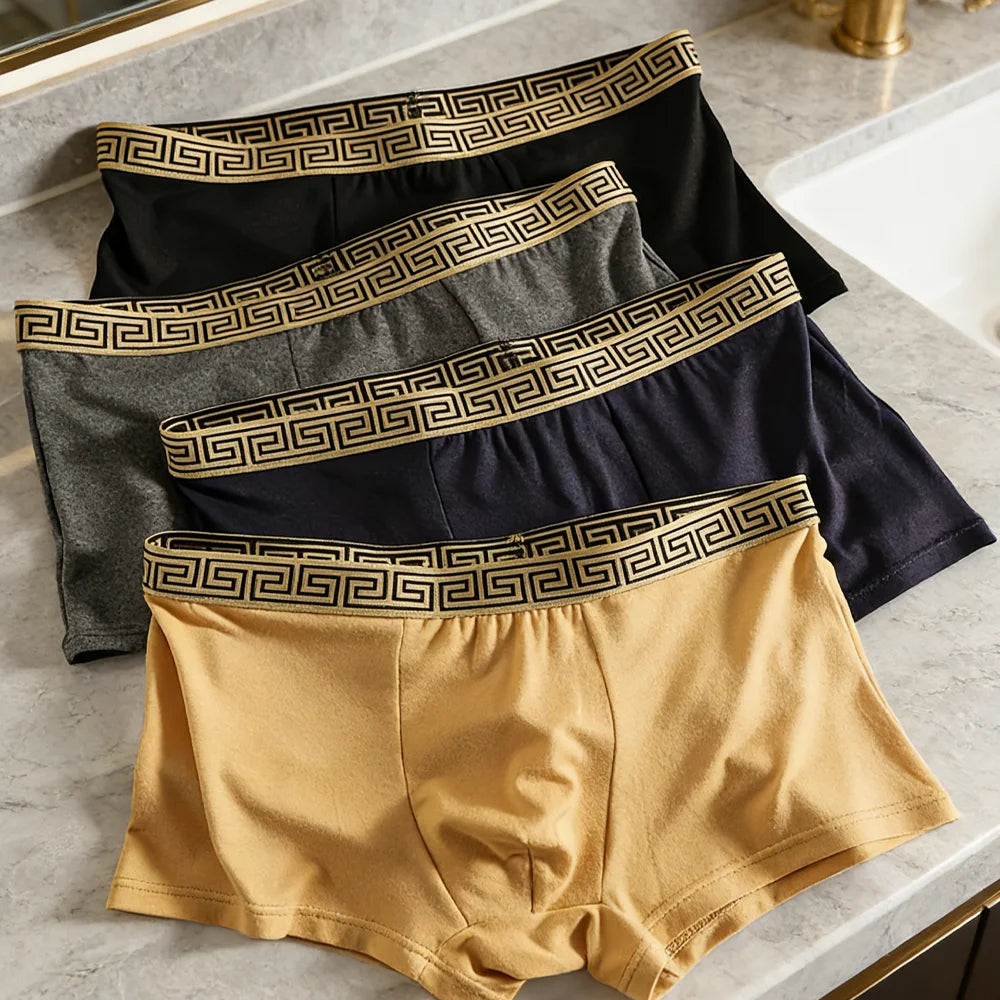 Mens Breathable Polyester Boxer Shorts 4 Pack