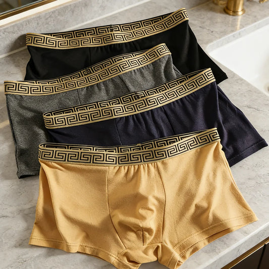 Mens Breathable Polyester Boxer Shorts 4 Pack