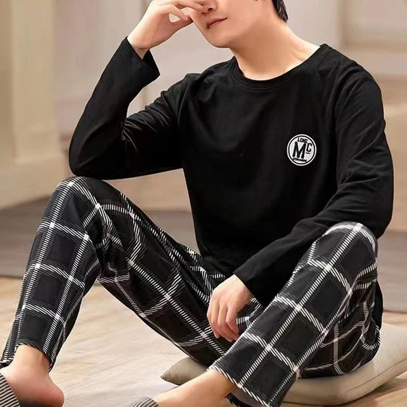 Men's Striped Long-Sleeved Pyjama Set W415