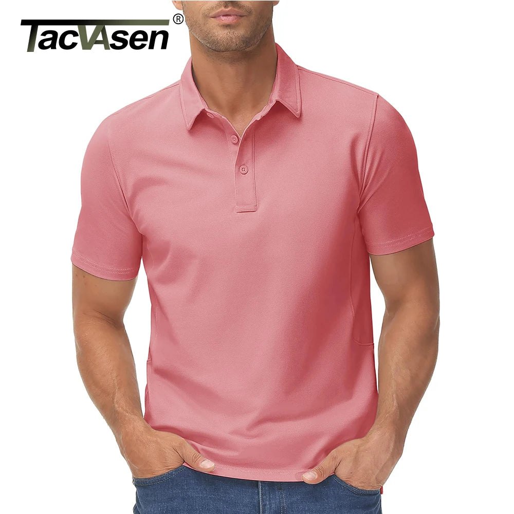 TACVASEN 72% Cotton Summer Golf Polo T-Shirt