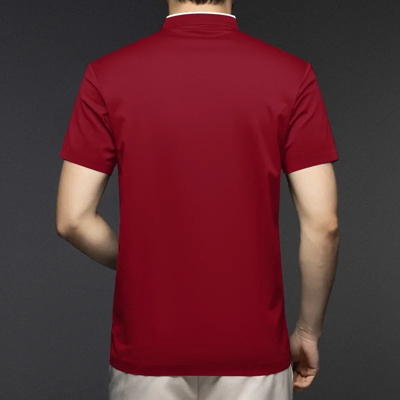 Men's Casual Zipper Polo Shirt in Solid Color