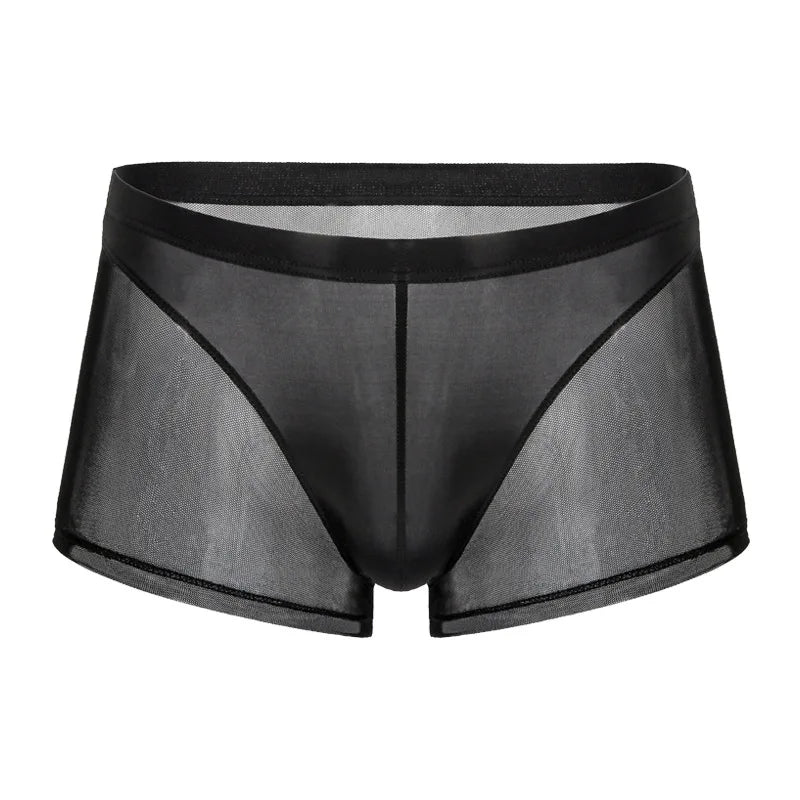 Men's Transparent Breathable Boxer Shorts with U Convex Pouch