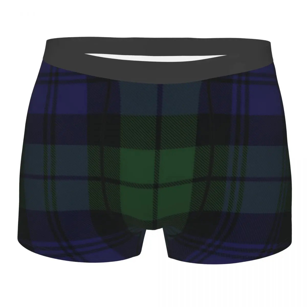 Black Watch Tartan Boxer Shorts for Men in Lycra and Polyester