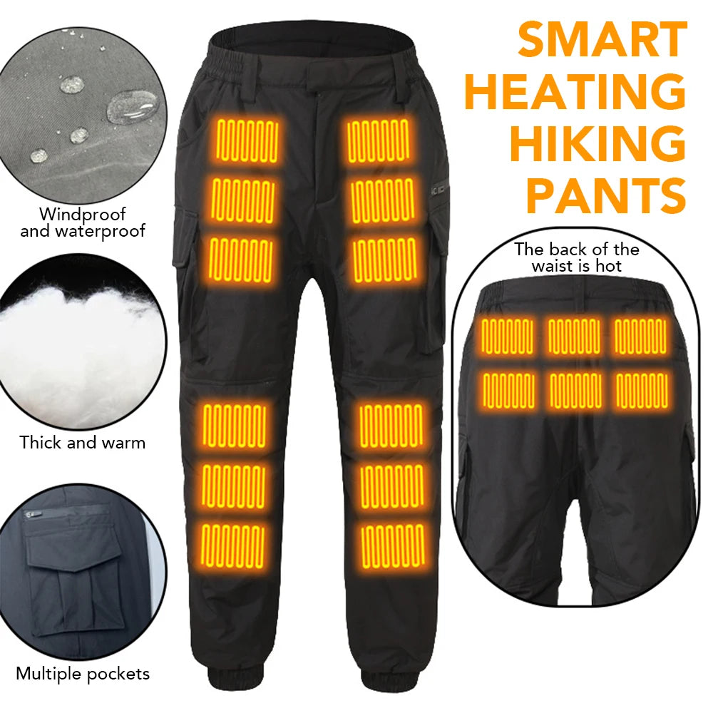 Smart Electric Heating Assault Pants 18 Zone Men's Winter Warm Thermal Thickened Pants Outdoor Hiking Motorcycle Windproof Pants