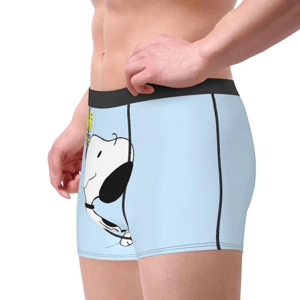 Snoopy Boxer Briefs for Men - Giggle Print Polyester Blend