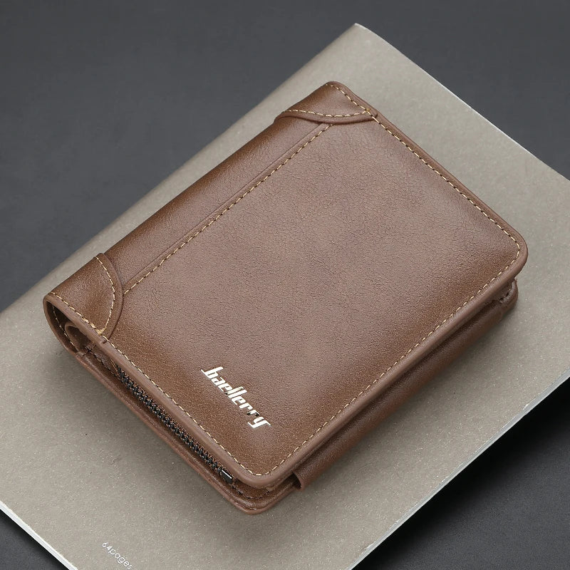 New PU Leather Men Wallets High Quality Zipper Vintage Coin Holder Men