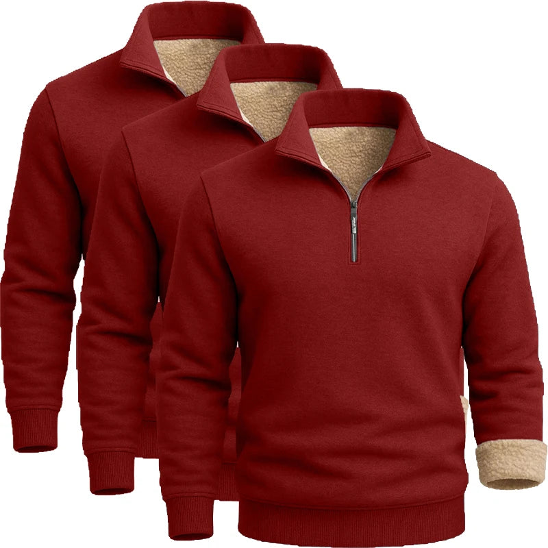 Men's Thick Pullover Sherpa T-Shirt with Zipper Closure