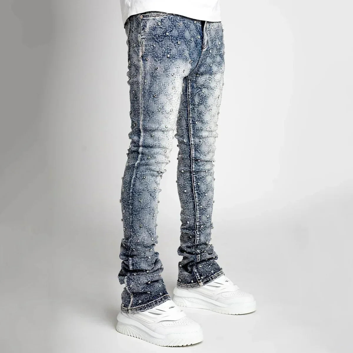 Mens Denim Straight Stretch Jeans for Casual Wear