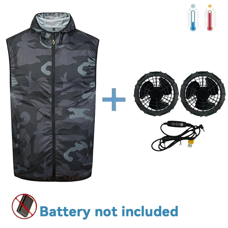 Cooling Vest with Fans for Work and Fishing - Unisex Polyester