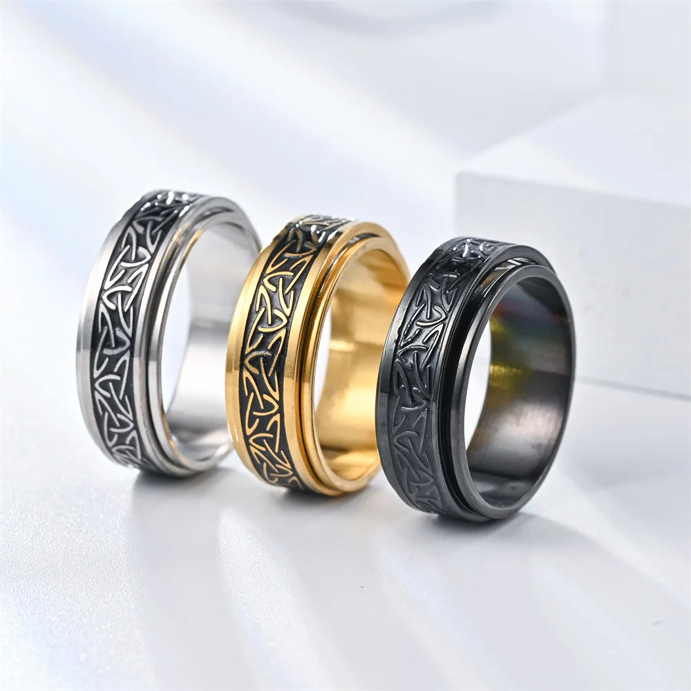 Heliakos + Tyranax Viking Celtic Knot Rune Rings For Man or Woman