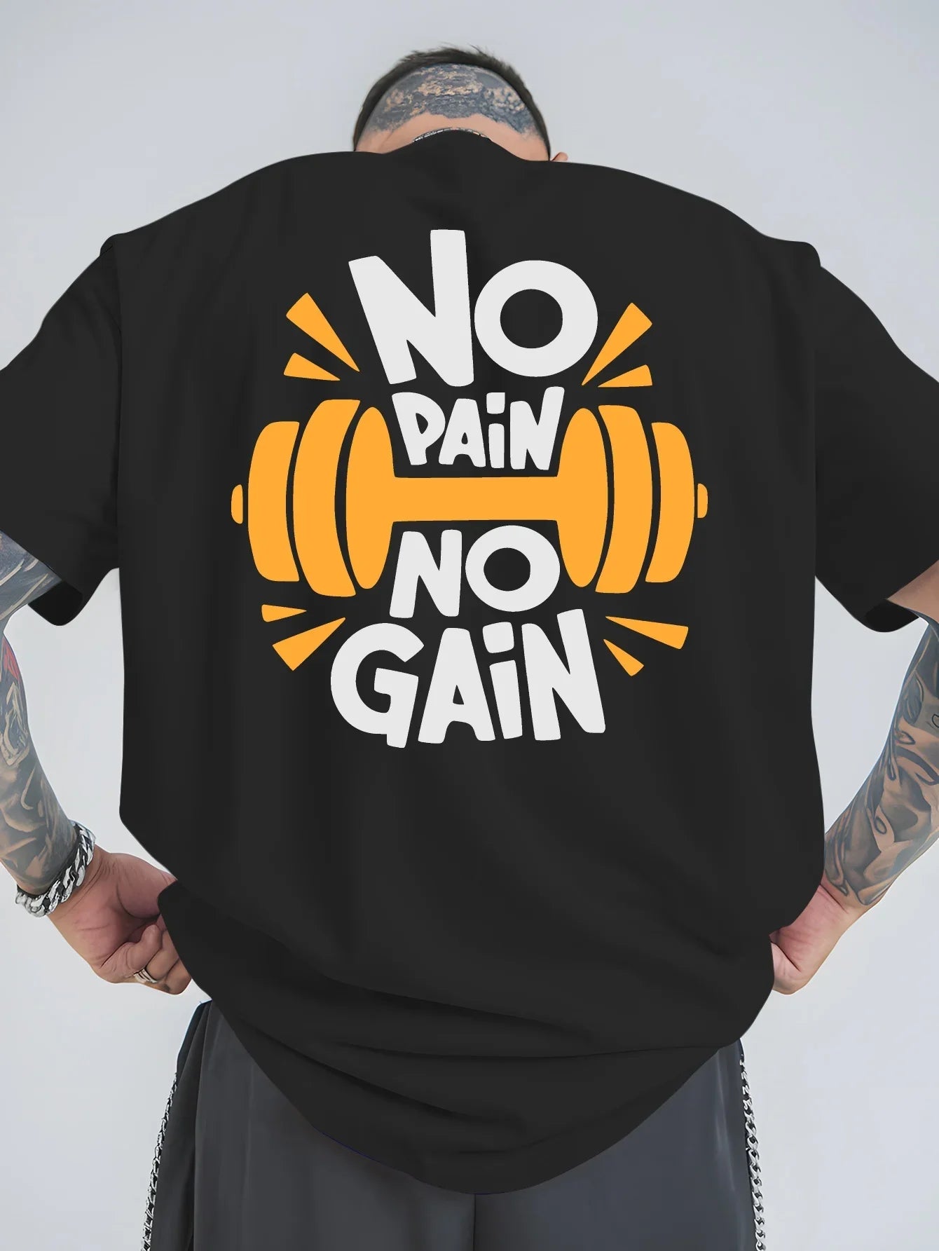 Men's Women Novelty Gym NO PAIN NO GAIN T Shirt Cotton Tee Streetwear Oversized Summer Loose Top Mens T Shirts