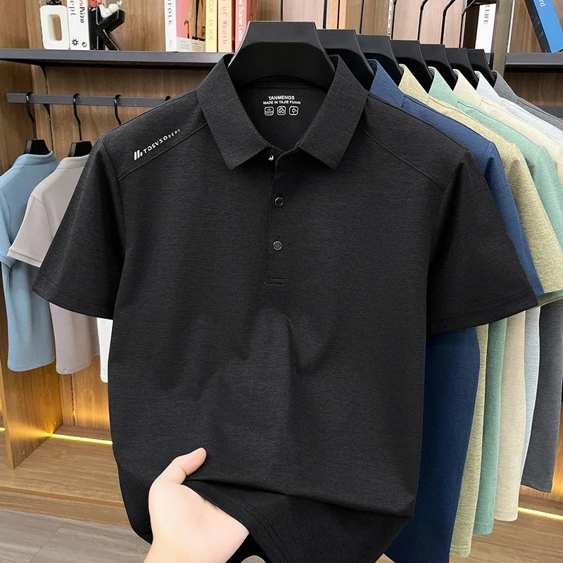 Mens Modern Polo T Shirt Short Sleeve Slim Fit Design Tops Suitable For Business Casual And Daily Wear