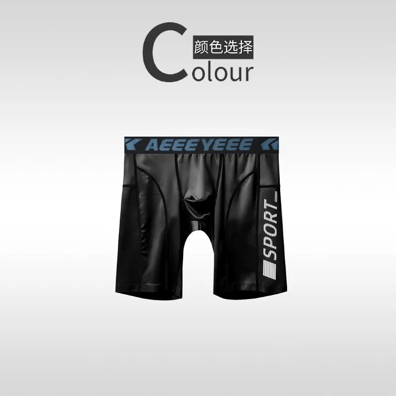 Men's Long Boxer Shorts Quick-dry U Pouch Fitness Underwear