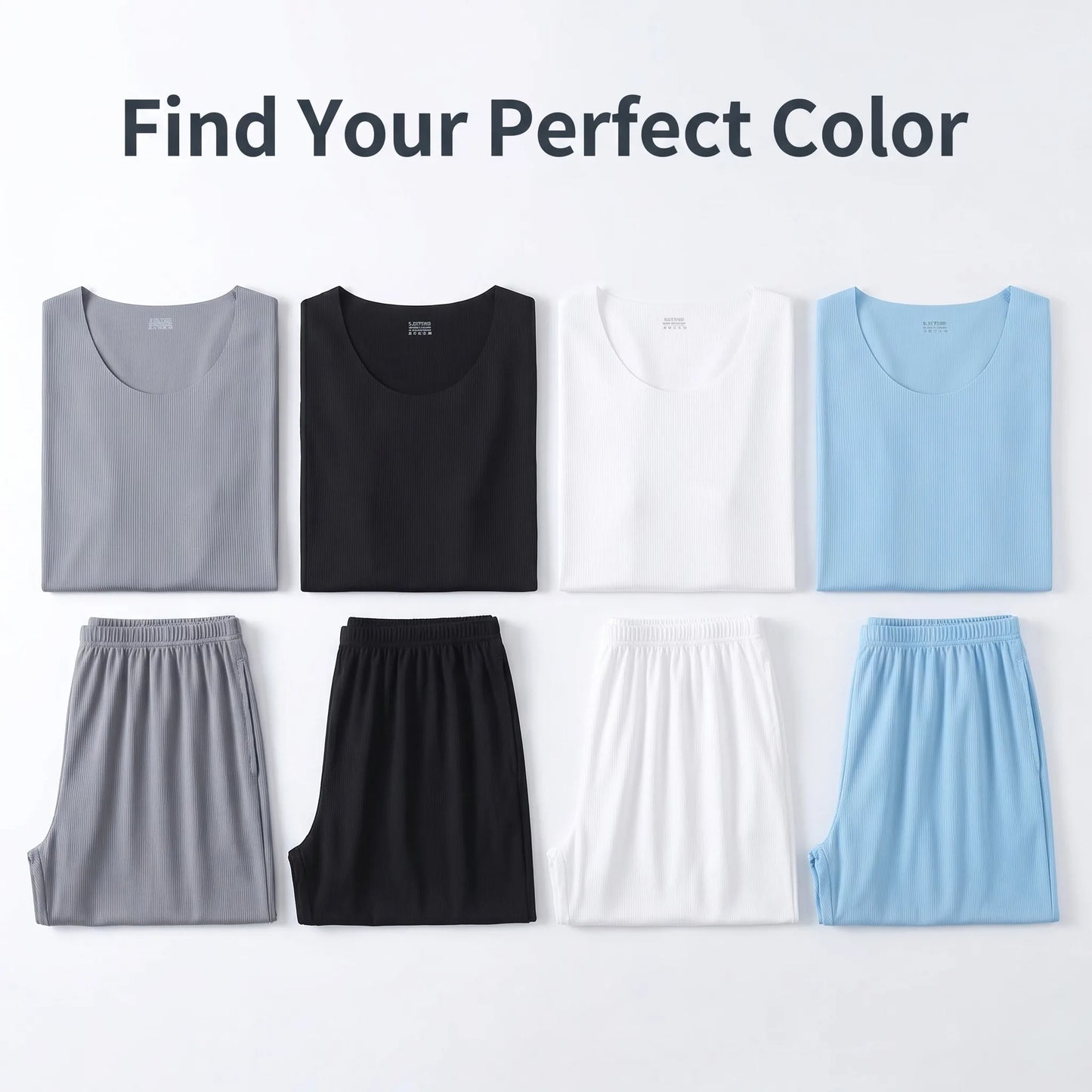 Men's Summer Loungewear Set: Ice-Silk Pajamas, Modal Seamless Round-Neck Lightweight Short-Sleeve T-Shirt, Men's Summer Clothing