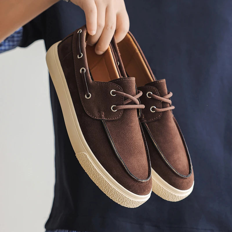 Men's Casual Slip-On Shoes in Handmade Suede Leather