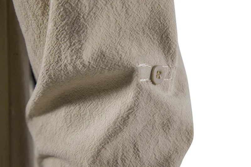 NONE 2026 + Men's Casual Blouse Cotton Linen Shirt Top