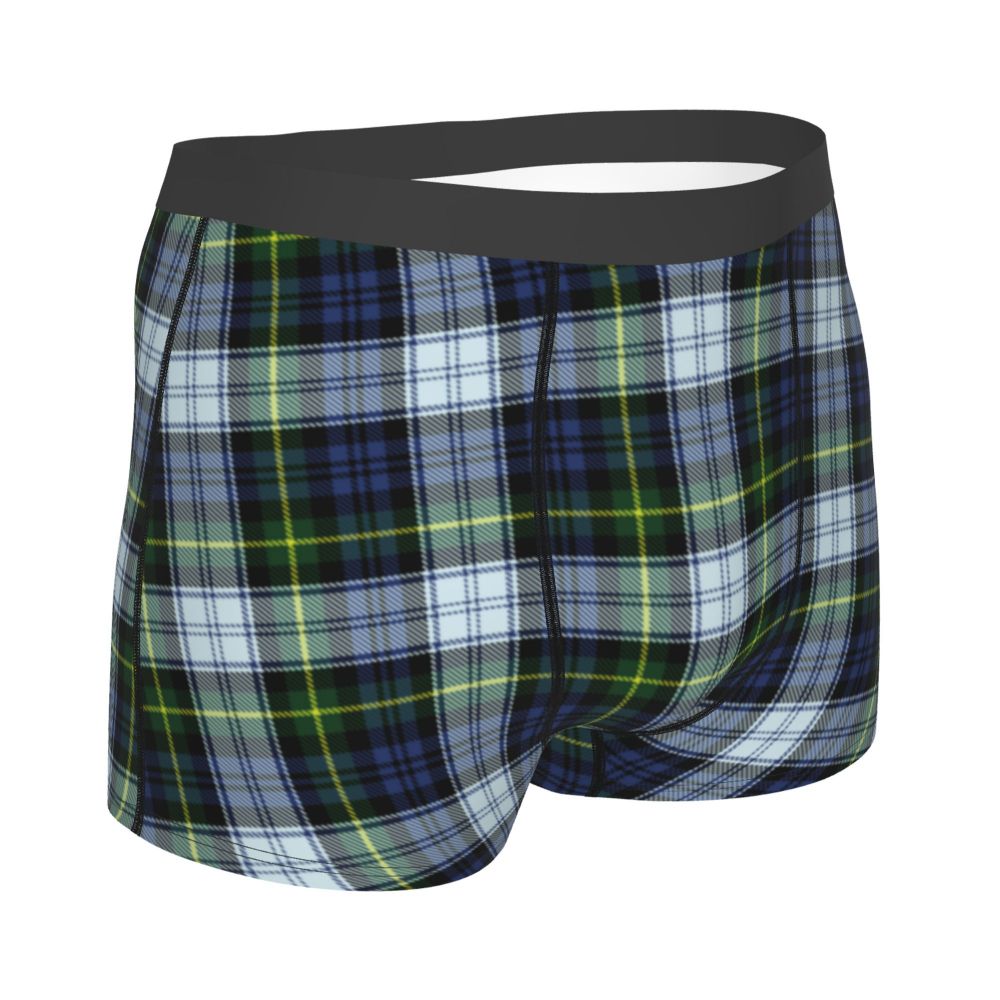 Black Watch Tartan Boxer Shorts for Men in Lycra and Polyester