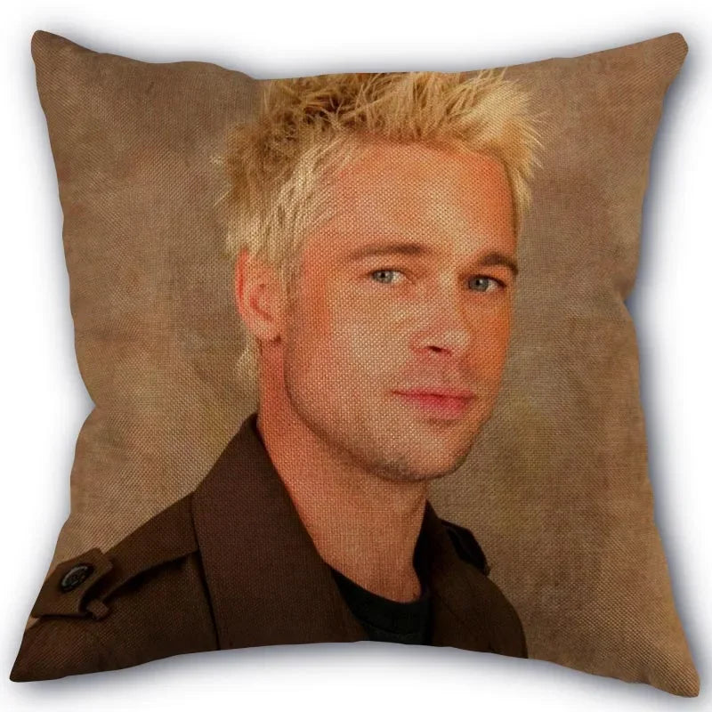 Custom Brad Pitt Pillowcase 45x45cm One Side Decoration Home Textile Cotton Pillow Cover 2026 +