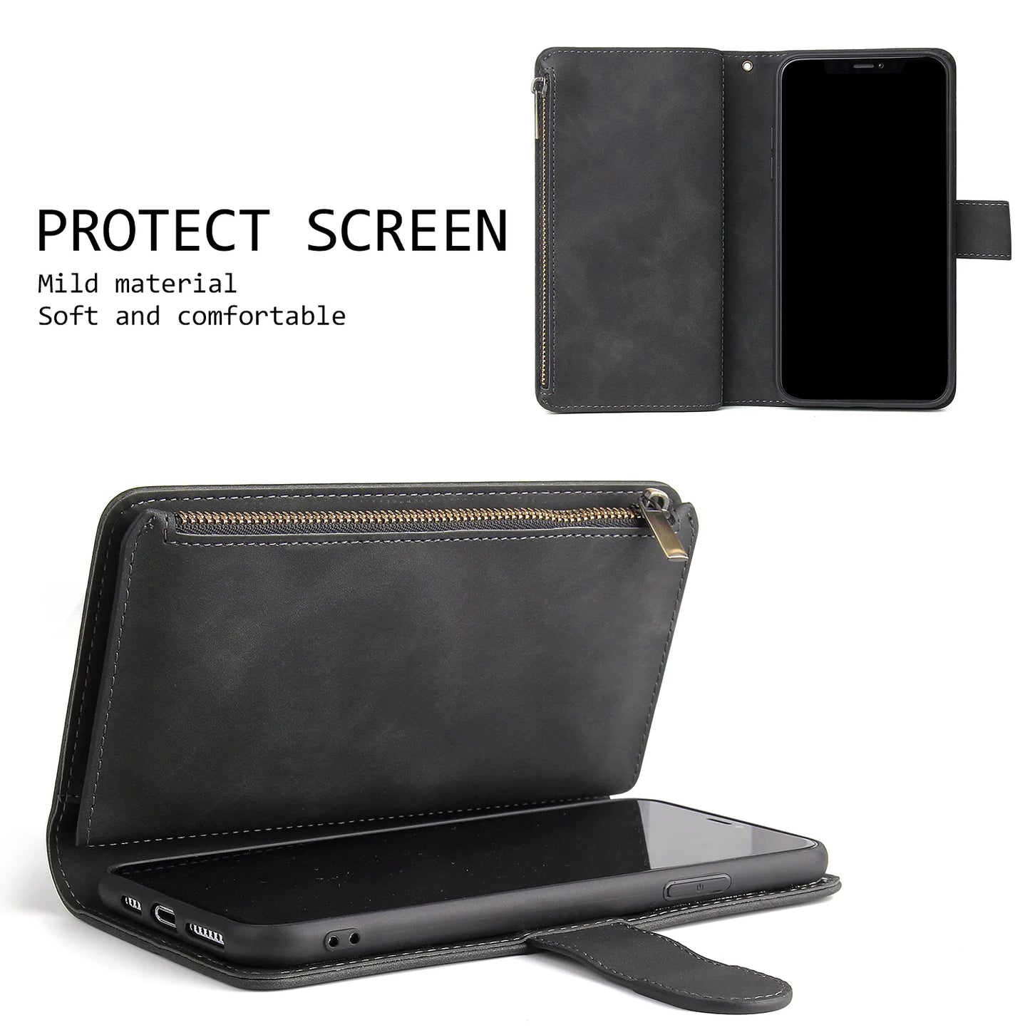 Premium Leather Wallet Case For iPhone 16 15 14 13 12 11 17 Pro Max Plus Magnetic Flip Cover
