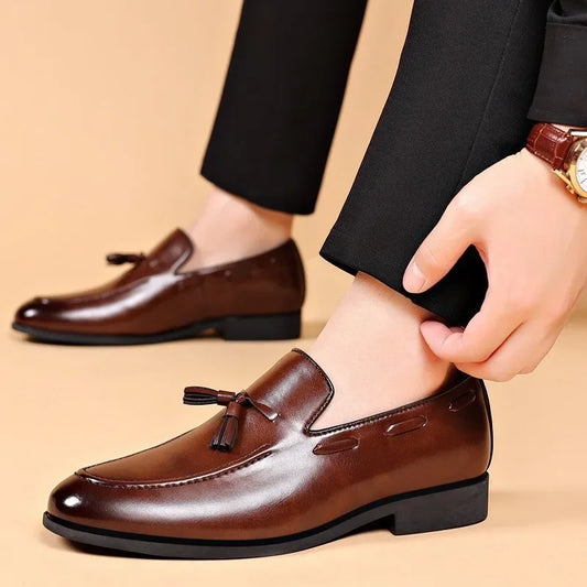 Men's Leather Slip-On Shoes Size 48