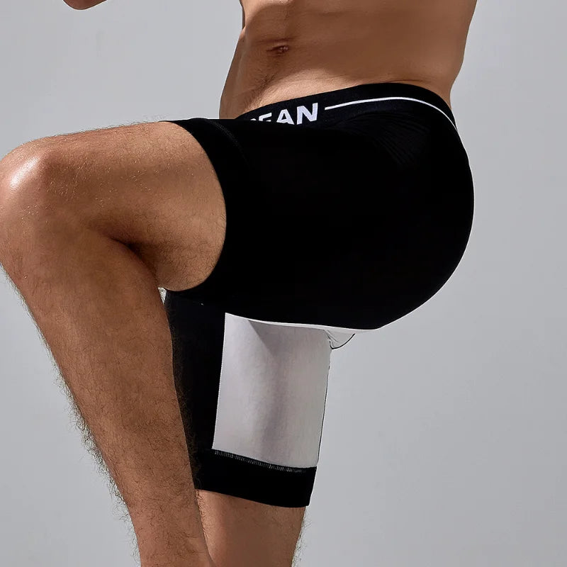 Men's Underwear Long Extended Ice Silk Boxers Nylon Anti-Wear Underpants for