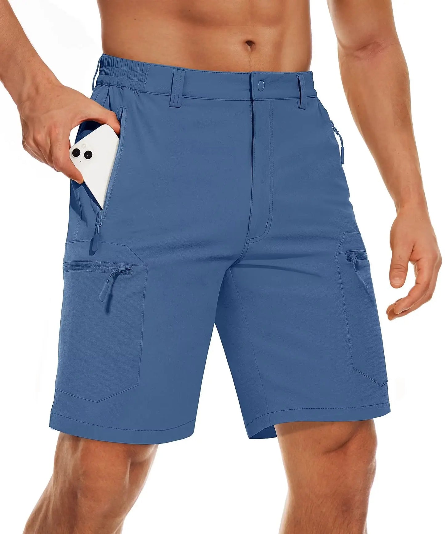 TACVASEN 5 Zipper Pockets Summer Quick Dry Cargo Shorts Mens Fishing Shorts Stretch Outdoor Hiking Nylon Work Shorts Lightweight