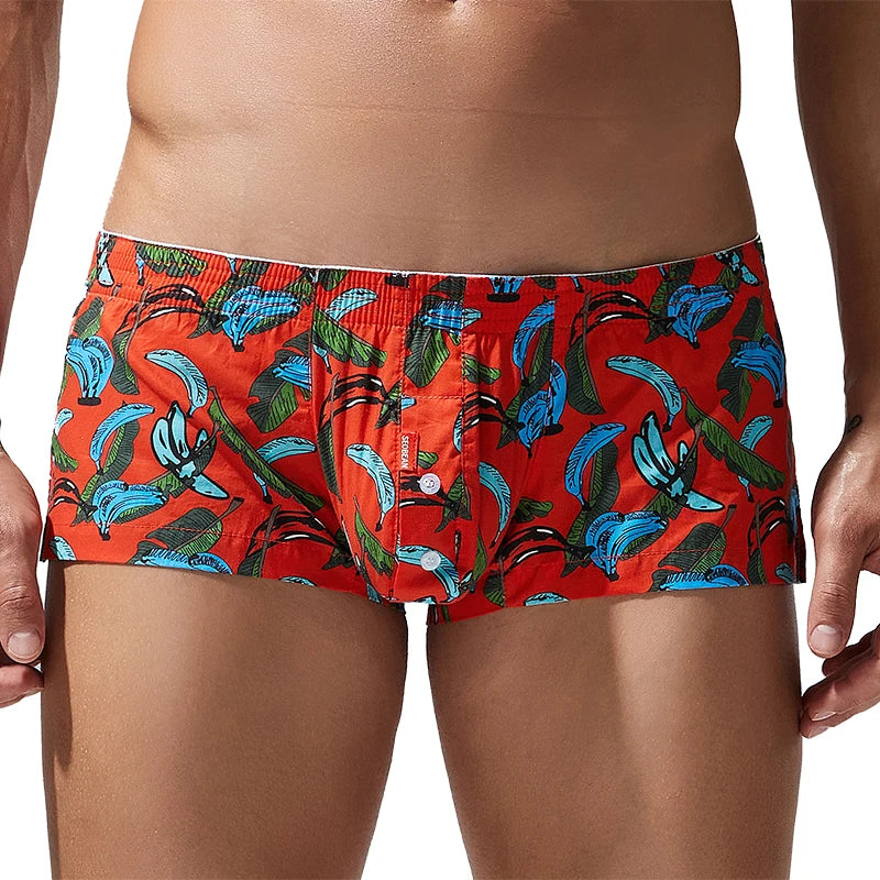 Cotton Boxer Briefs for Men with Banana Pattern