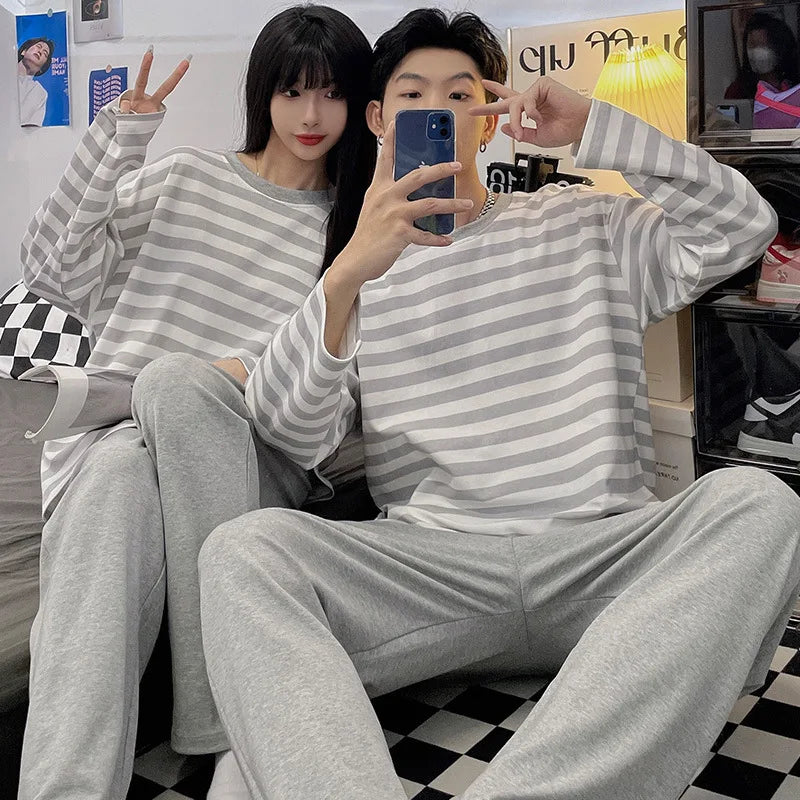 Cotton Korean Men Pajama Set Sleepwear