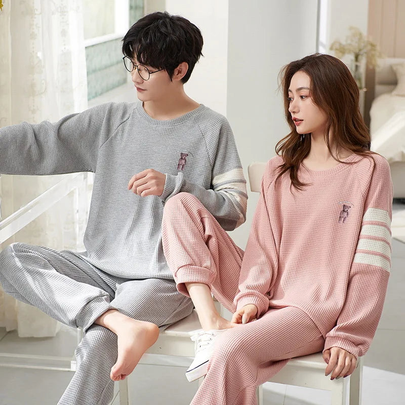 Cotton Korean Men Pajama Set Sleepwear