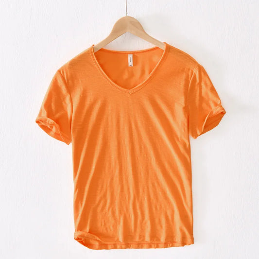 New Mens T Shirt Pure Color V Collar Short Sleeved Tops Tees Men T-Shirt 10colors slim Man T-Shirts Fitness For Male Clothes