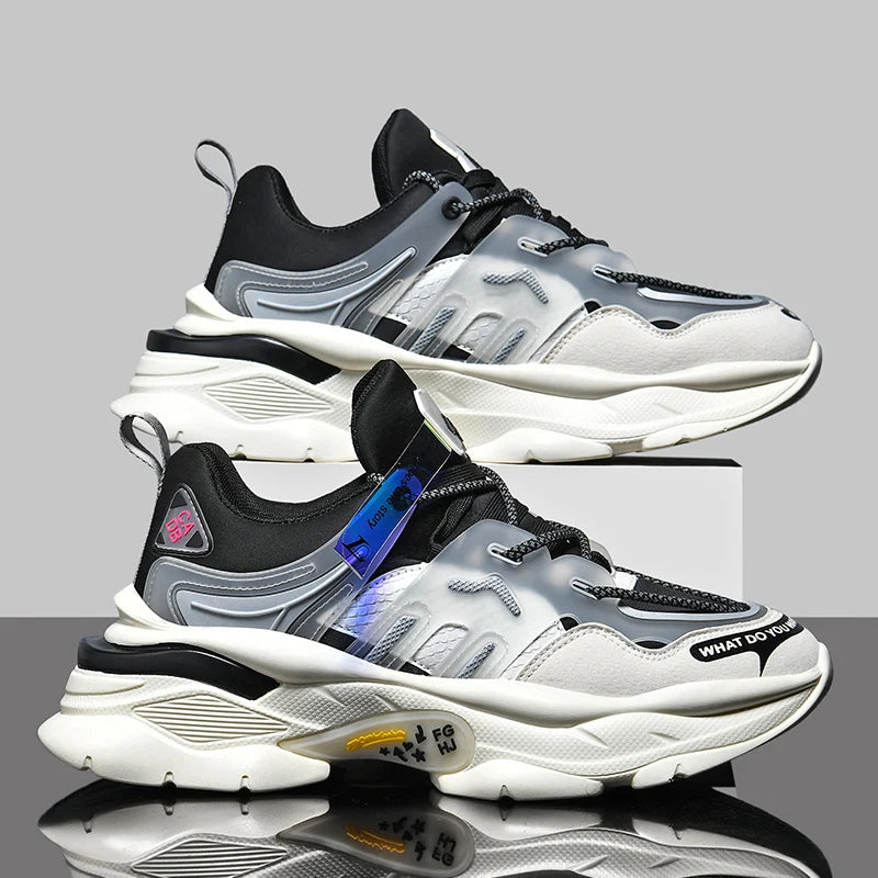 Men's Casual Lace-Up Sneakers with Breathable Air Mesh