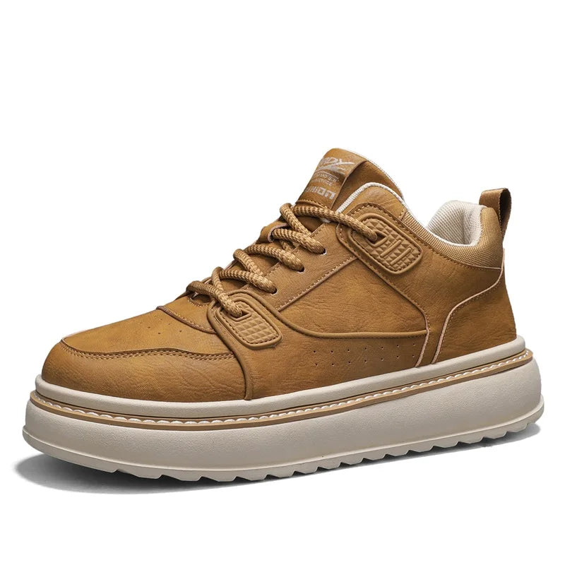 Mens Casual High Top Sneakers with Leather Upper