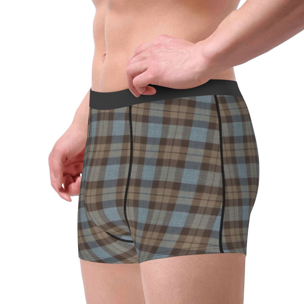 Black Watch Tartan Boxer Shorts for Men in Lycra and Polyester