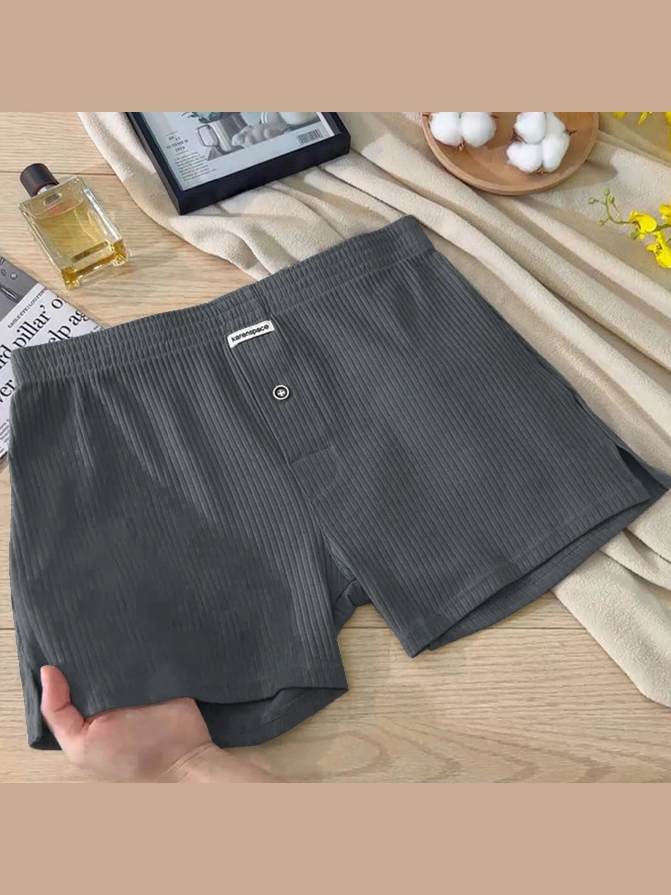Mens Underwear Stretch Cotton Boxer Shorts Threaded Aro Pants Sleepwear Loungewear Shorts Boxers Male Underpants Panties 1PCS