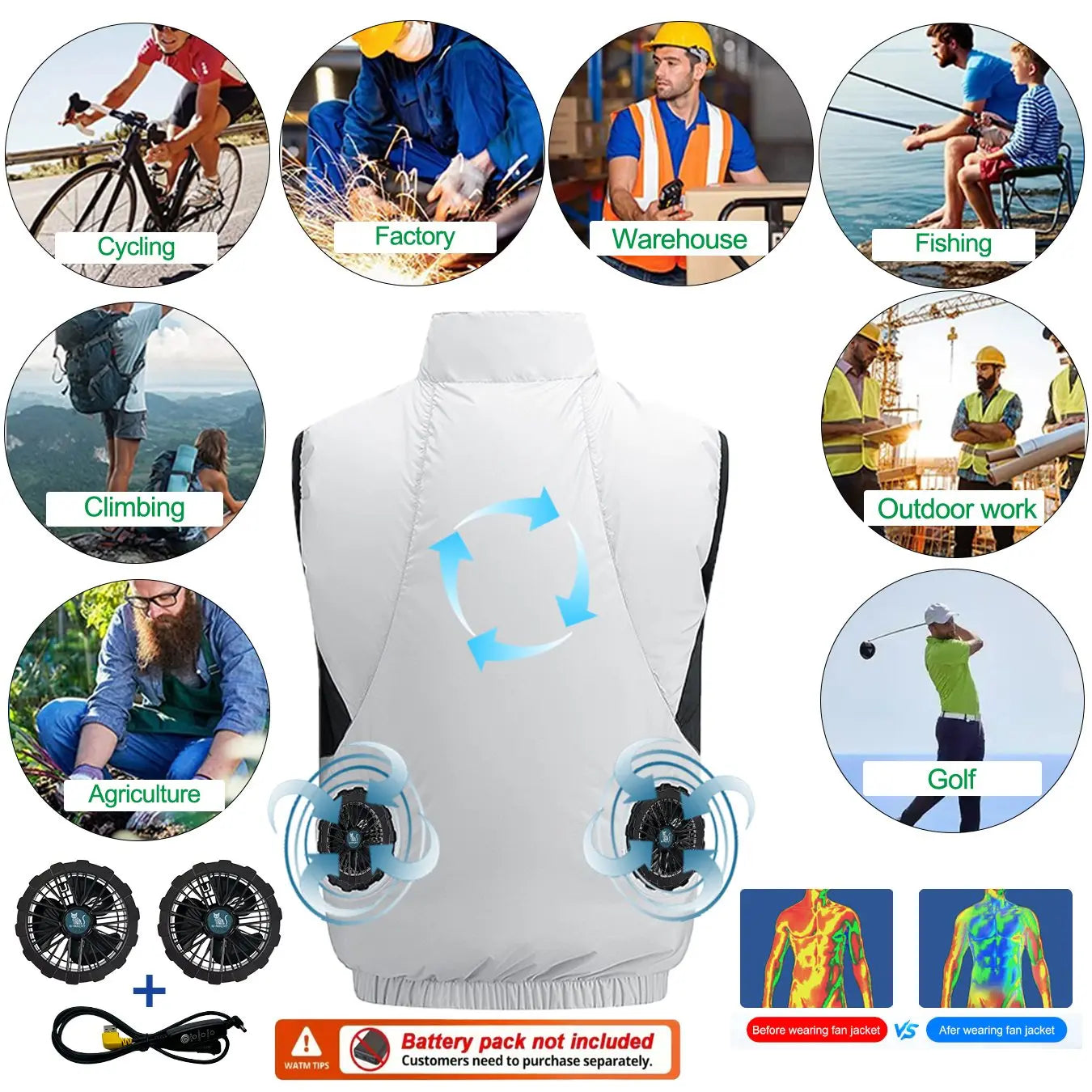 G-MACHT USB 12V/5V Cooling Vest for Men and Women