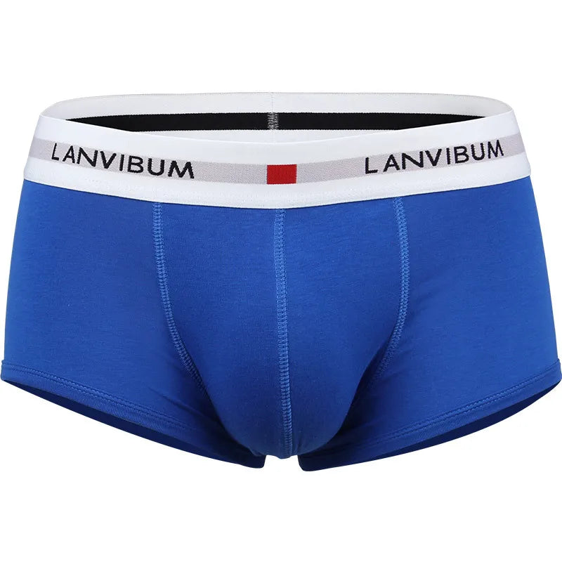 Men's Cotton Boxer Shorts with Convex Pouch in Solid Colors