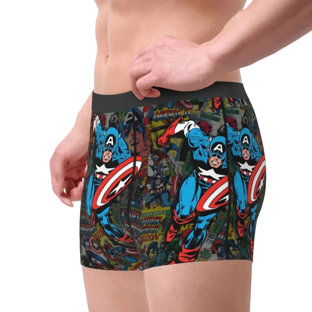 Captain America Comics Design Boxer Shorts for Men by MINISO